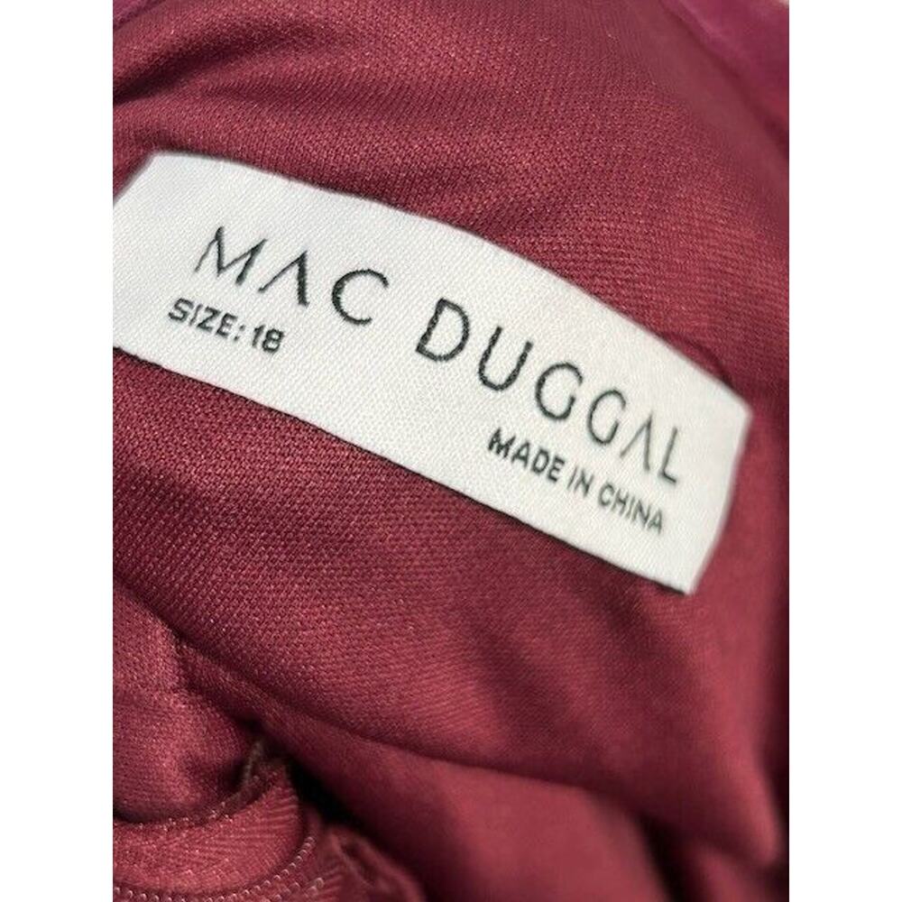 NWT Mac Duggal Embellished Illusion Gown Dress Long Sleeve Maroon Plus Size 18 - Picture 10 of 13